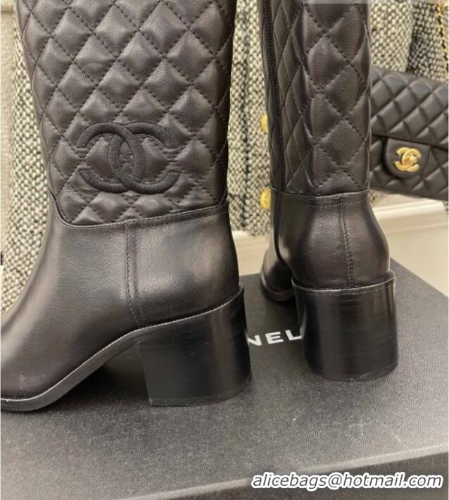 Best Design Chanel Quilted Lambskin Short Boots 5.5cm Black 121485