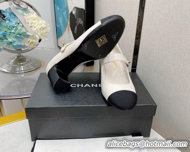 Best Price Chanel Lambskin Mary Janes Pumps 6.5cm White 121486