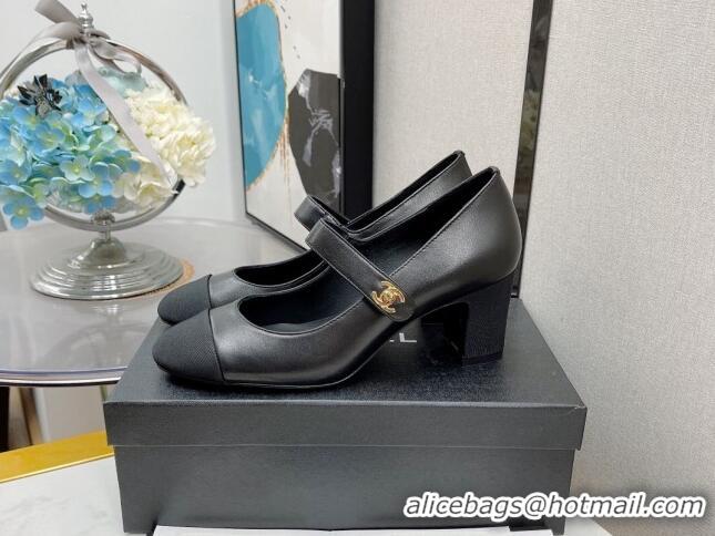 Super Quality Chanel Lambskin Mary Janes Pumps 6.5cm 121486 Black