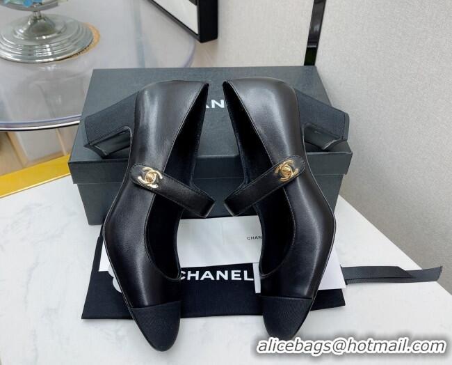 Super Quality Chanel Lambskin Mary Janes Pumps 6.5cm 121486 Black