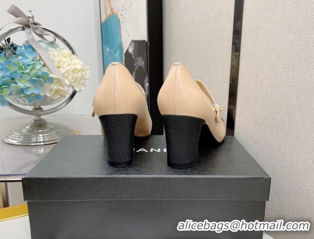 Reasonable Price Chanel Lambskin Mary Janes Pumps 6.5cm 121486 Beige