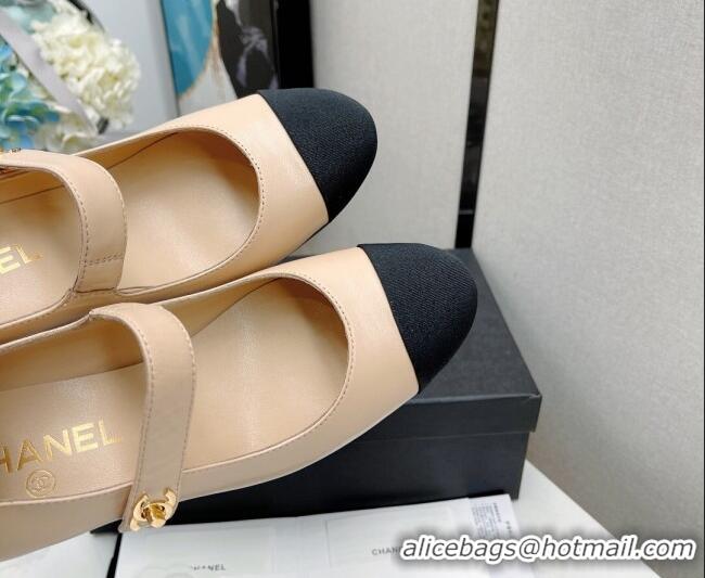 Reasonable Price Chanel Lambskin Mary Janes Pumps 6.5cm 121486 Beige