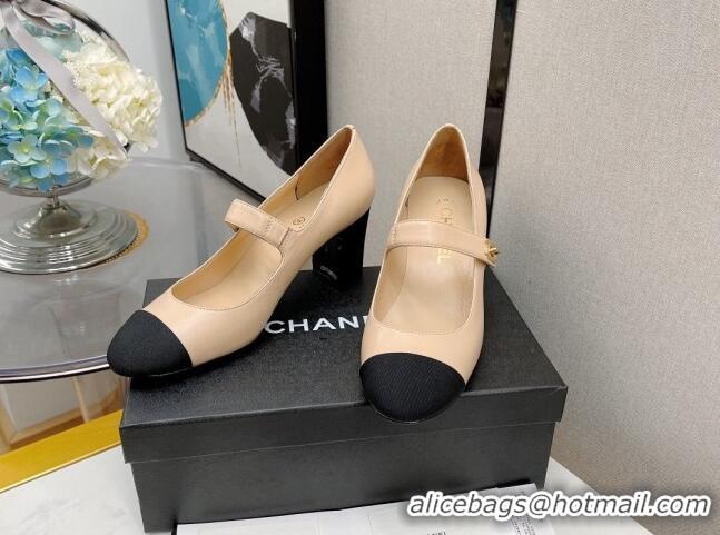 Reasonable Price Chanel Lambskin Mary Janes Pumps 6.5cm 121486 Beige