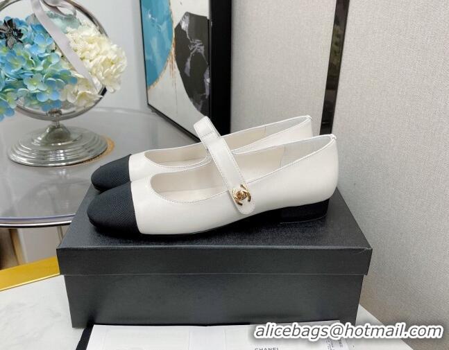 Low Cost Chanel Lambskin Mary Janes Ballerinas 121479 White