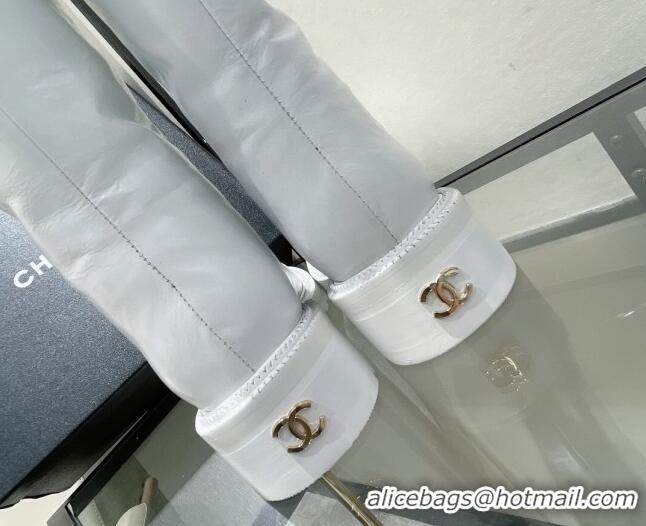 Custom Chanel Waxed Leather Short Boots White 121486