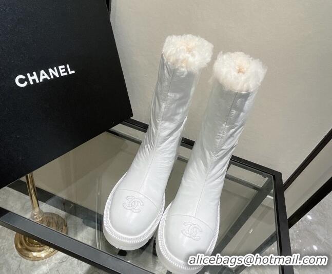 Custom Chanel Waxed Leather Short Boots White 121486