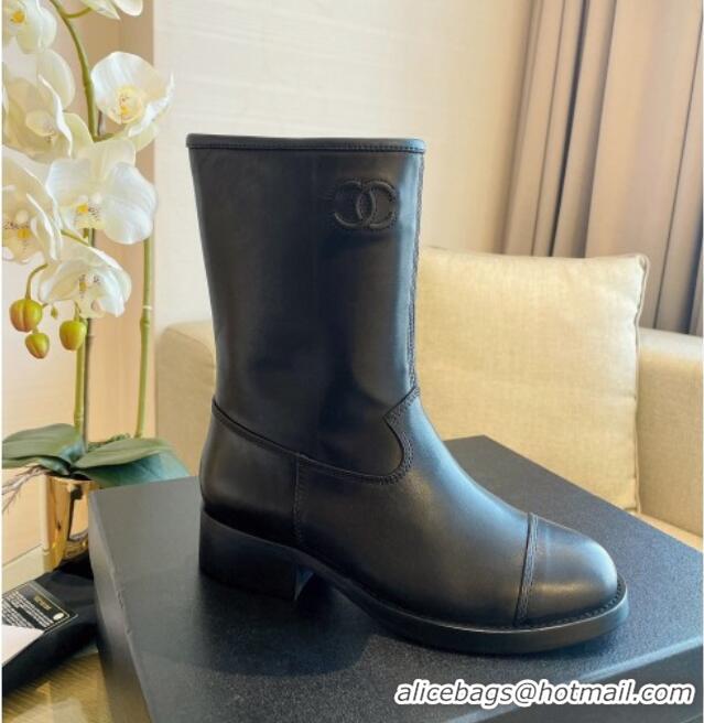 Fashion Chanel Quilted Leather Short Boots 4cm Black 121491