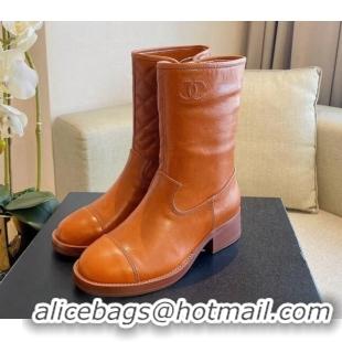 Best Price Chanel Quilted Leather Short Boots 4cm 121491 Brown