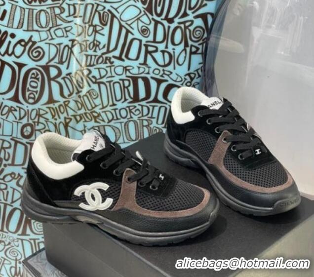 Discount Chanel Suede & Mesh Sneakers G38299 Black/White