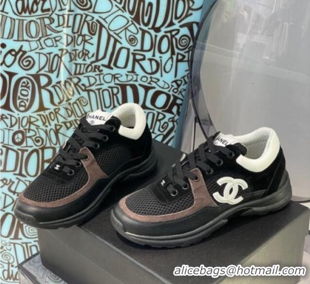 Discount Chanel Suede & Mesh Sneakers G38299 Black/White