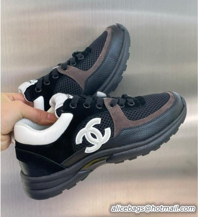 Discount Chanel Suede & Mesh Sneakers G38299 Black/White