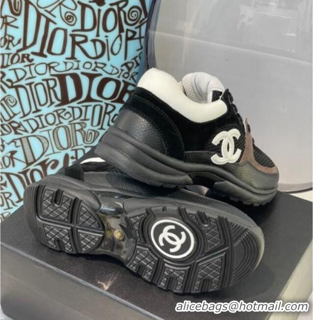 Discount Chanel Suede & Mesh Sneakers G38299 Black/White