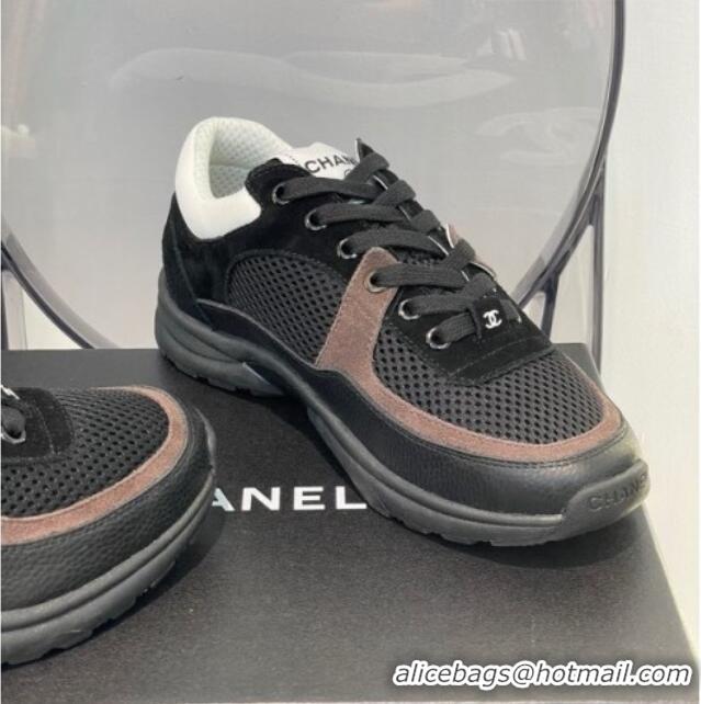 Discount Chanel Suede & Mesh Sneakers G38299 Black/White