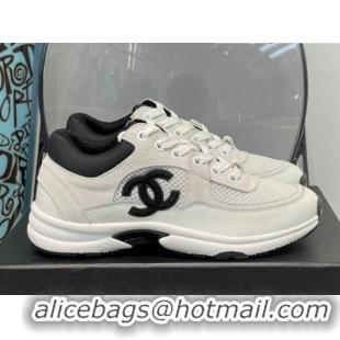 Super Quality Chanel Suede & Mesh Sneakers G38299 White/Black