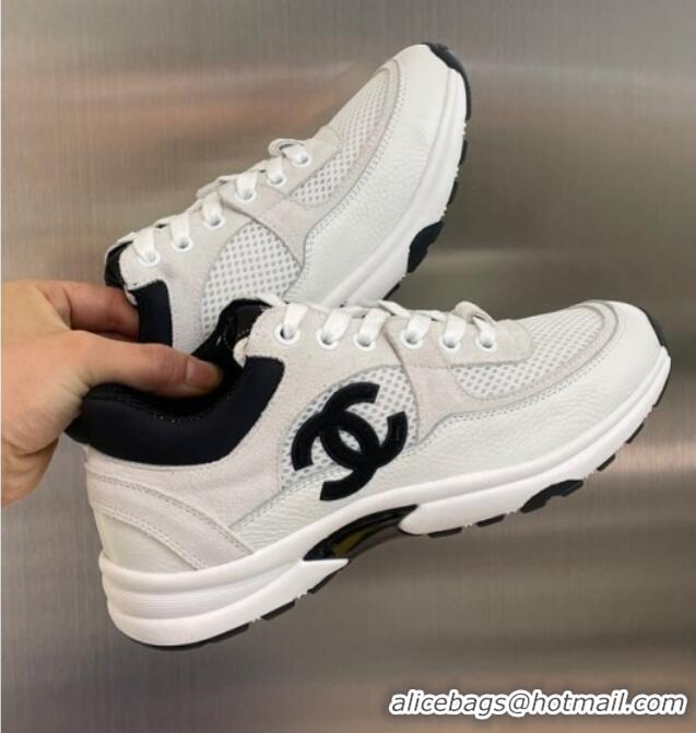 Super Quality Chanel Suede & Mesh Sneakers G38299 White/Black