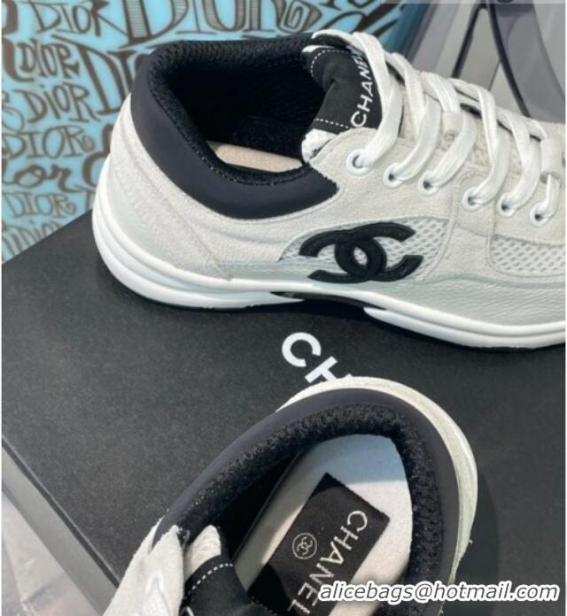 Super Quality Chanel Suede & Mesh Sneakers G38299 White/Black