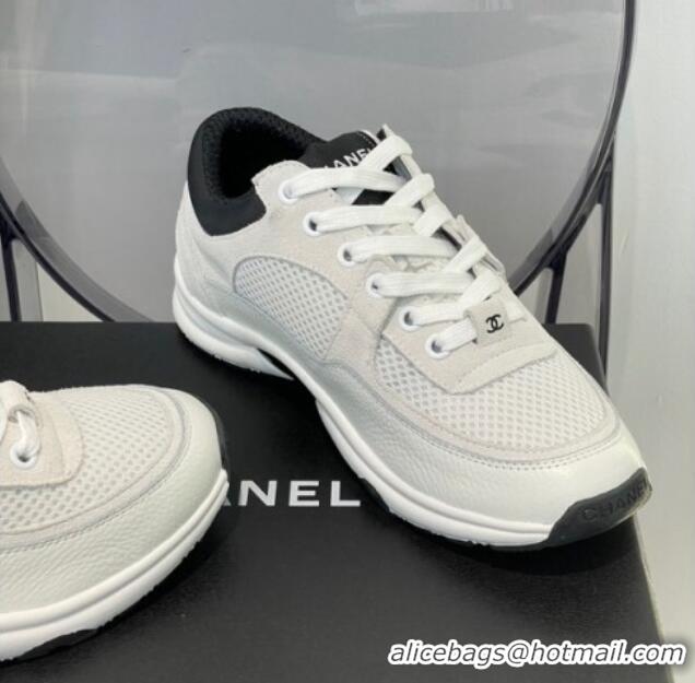 Super Quality Chanel Suede & Mesh Sneakers G38299 White/Black