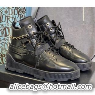 Grade Design Chanel Patent Leather Lace-ups Ankle Boots Cream 121765 Black