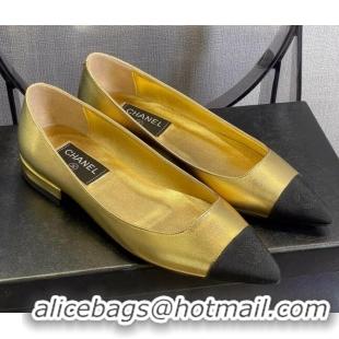  Best Design Chanel Leather Ballerinas 121769 Gold