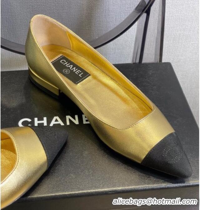  Best Design Chanel Leather Ballerinas 121769 Gold