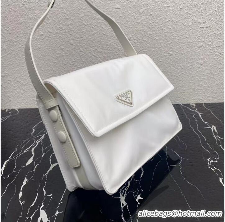 Shop Grade Prada Re-Nylon and nappa leather shoulder bag 1BM313 white