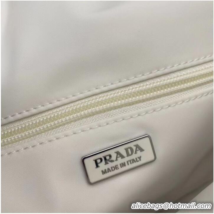 Shop Grade Prada Re-Nylon and nappa leather shoulder bag 1BM313 white