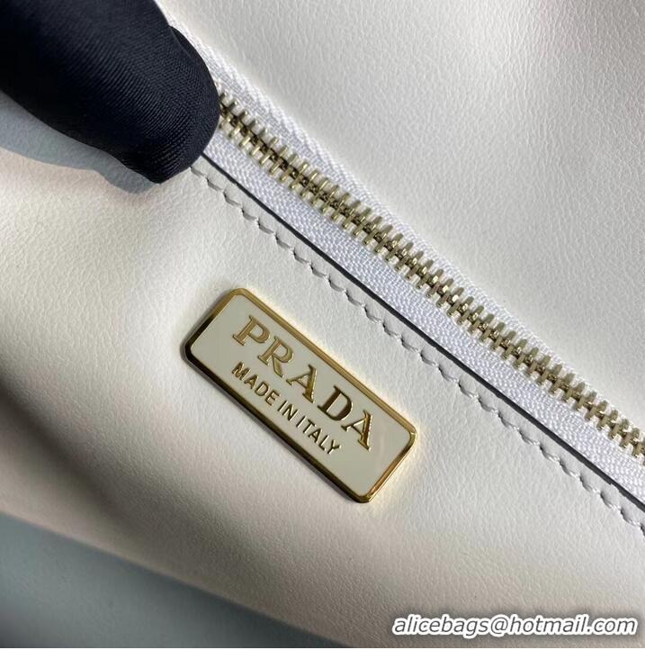 Famous Brand Prada Saffiano leather Identity shoulder bag 1BM318 white