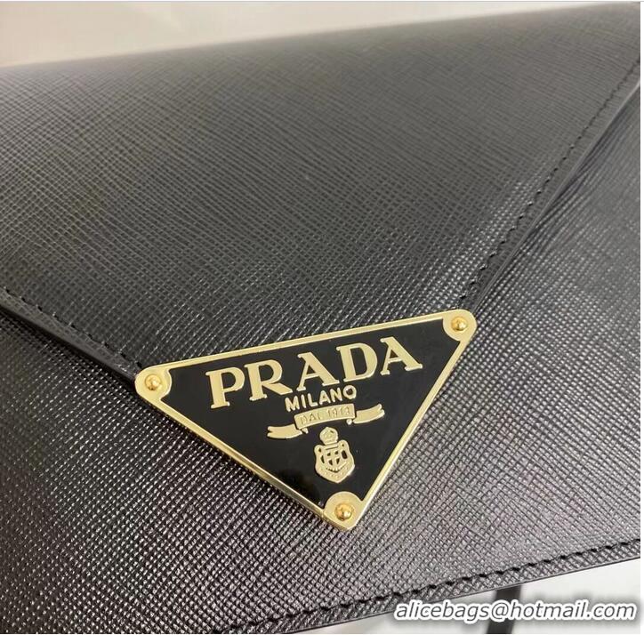 Well Crafted Prada Saffiano leather Identity shoulder bag 1BM318 black