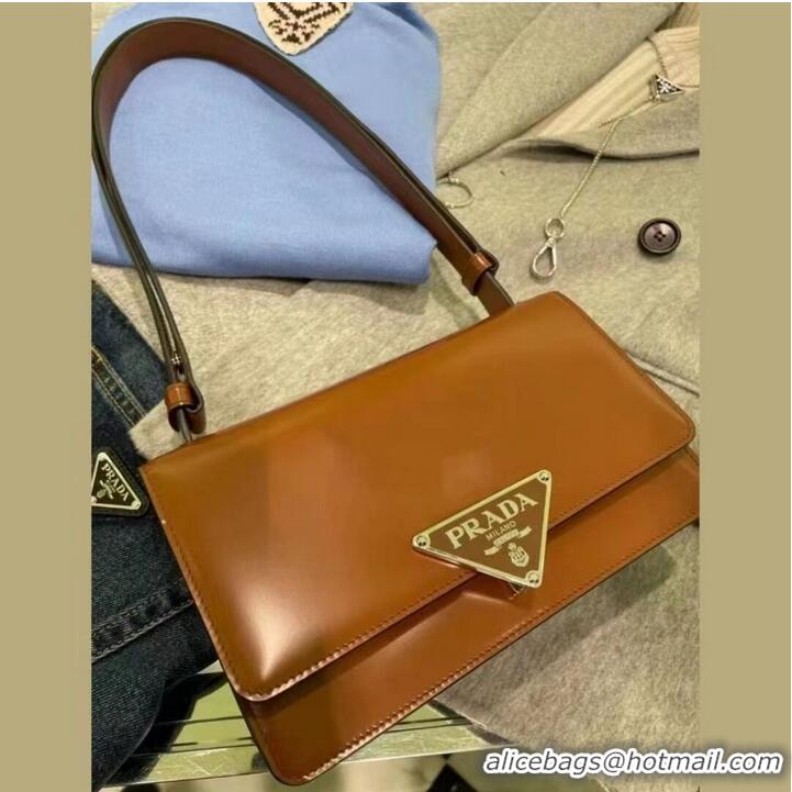 Good Quality Prada Cleo brushed leather shoulder bag 1BN321 Caramel