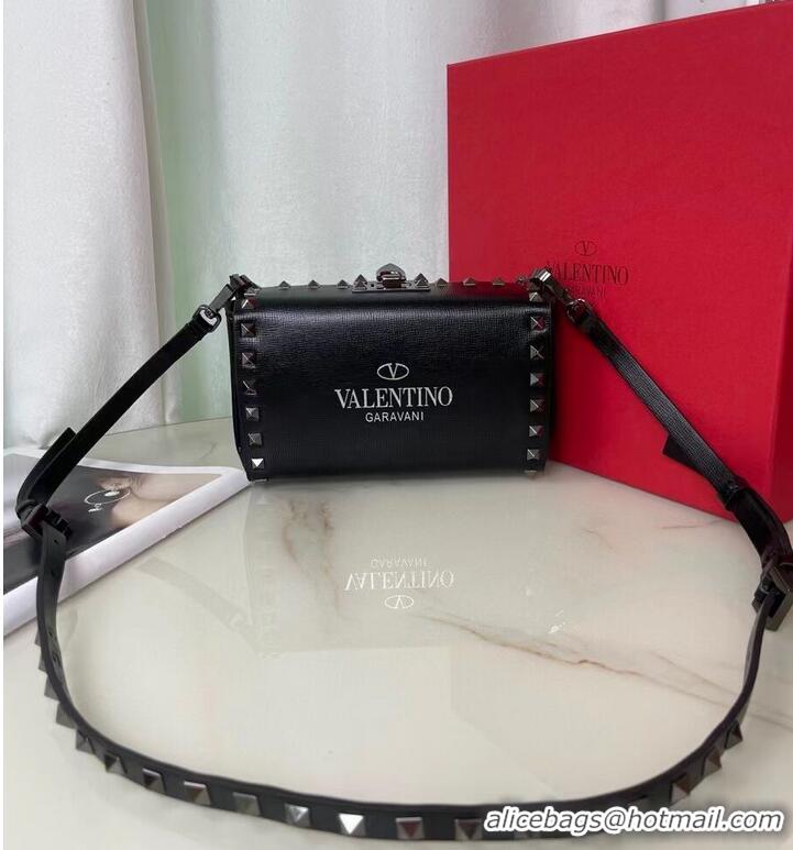 Shop Grade VALENTINO GARAVANI Rockstud Alcove Grain calf shoulder bag CV0189 black