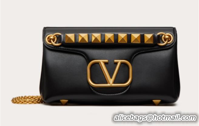 Good Looking VALENTINO GARAVANI Stud Sign nappa Shoulder Bag NL098 black