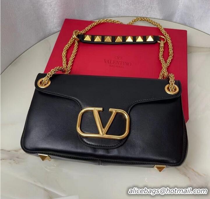 Good Looking VALENTINO GARAVANI Stud Sign nappa Shoulder Bag NL098 black