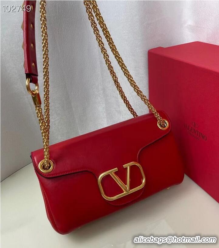 Famous Brand VALENTINO GARAVANI Stud Sign nappa Shoulder Bag NL098 red