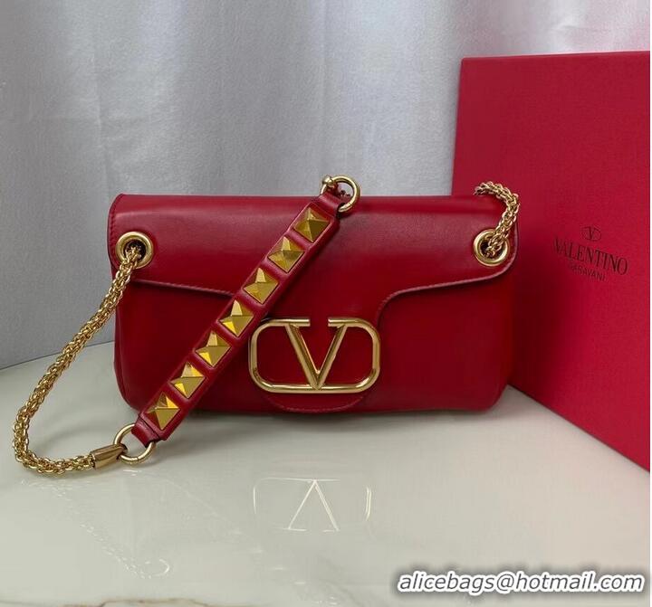 Famous Brand VALENTINO GARAVANI Stud Sign nappa Shoulder Bag NL098 red