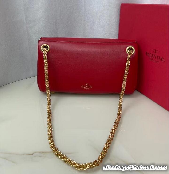 Famous Brand VALENTINO GARAVANI Stud Sign nappa Shoulder Bag NL098 red