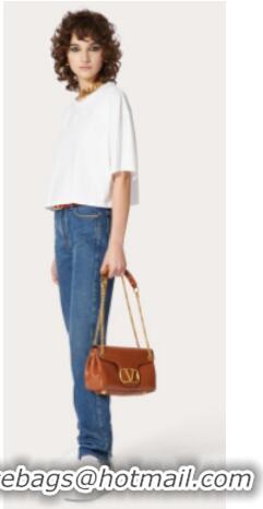 Promotional VALENTINO GARAVANI Stud Sign nappa Shoulder Bag NL098 caramel