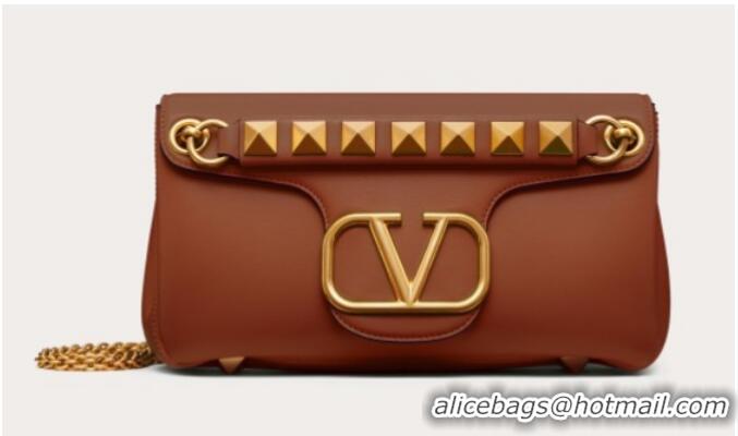 Promotional VALENTINO GARAVANI Stud Sign nappa Shoulder Bag NL098 caramel