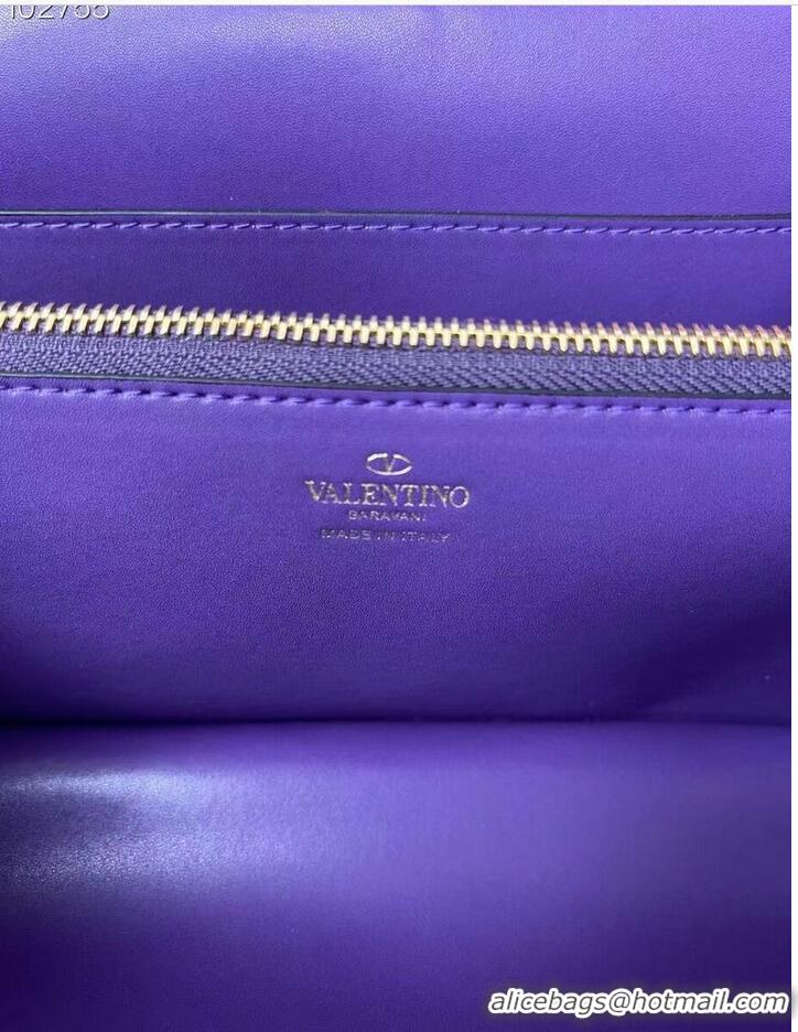 Popular Style VALENTINO GARAVANI Stud Sign nappa Shoulder Bag NL098 purple