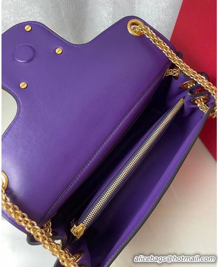 Popular Style VALENTINO GARAVANI Stud Sign nappa Shoulder Bag NL098 purple