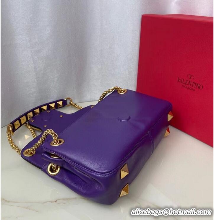 Popular Style VALENTINO GARAVANI Stud Sign nappa Shoulder Bag NL098 purple