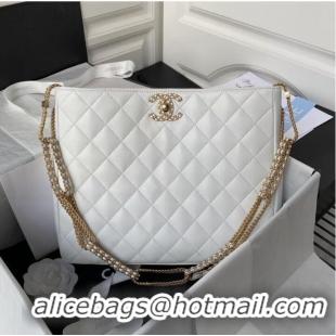 Shop Inexpensive Chanel Lambskin Shoulder Bag AS2977 white