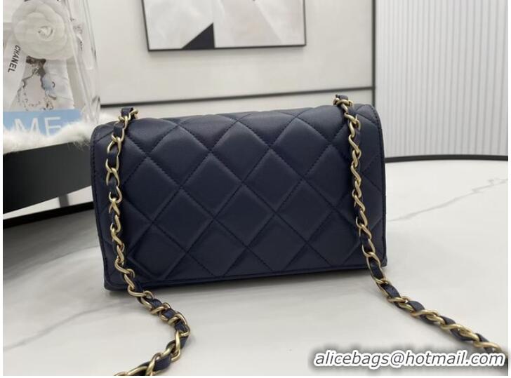 Reasonable Price Chanel Flap Lambskin Shoulder Bag AS2557 dark blue