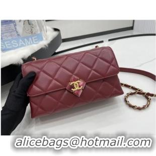 Lowest Price Chanel Flap Lambskin Shoulder Bag AS2557 Burgundy