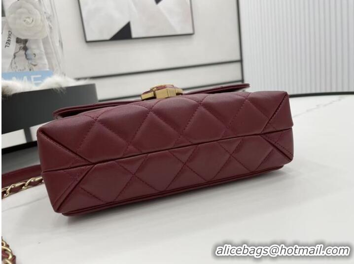 Lowest Price Chanel Flap Lambskin Shoulder Bag AS2557 Burgundy