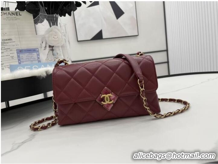 Lowest Price Chanel Flap Lambskin Shoulder Bag AS2557 Burgundy