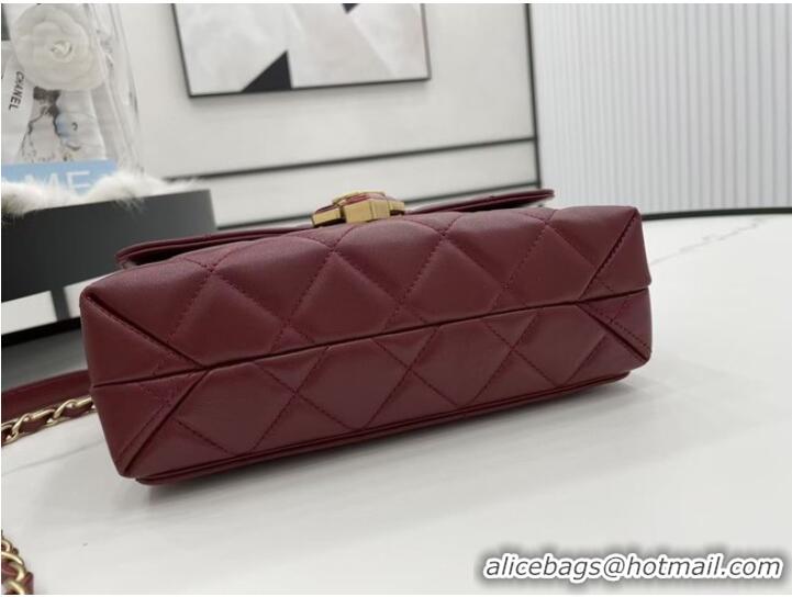 Lowest Price Chanel Flap Lambskin Shoulder Bag AS2557 Burgundy