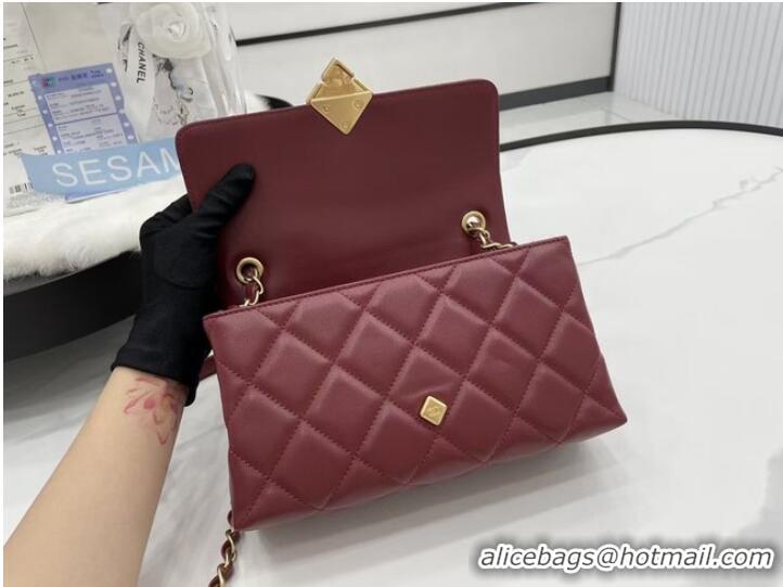 Lowest Price Chanel Flap Lambskin Shoulder Bag AS2557 Burgundy