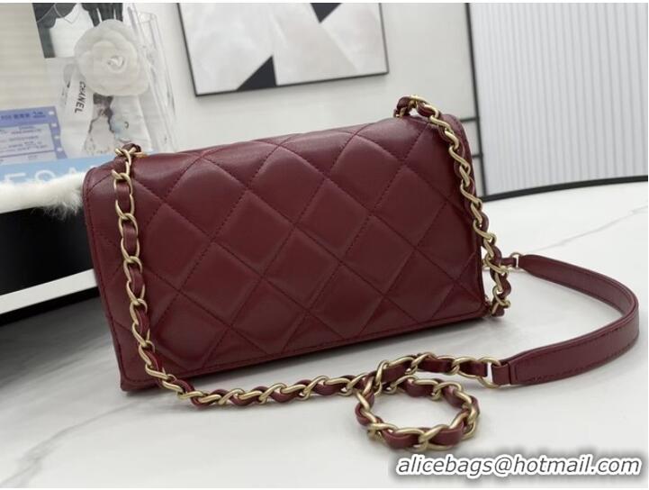 Lowest Price Chanel Flap Lambskin Shoulder Bag AS2557 Burgundy