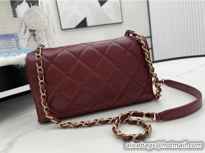 Lowest Price Chanel Flap Lambskin Shoulder Bag AS2557 Burgundy