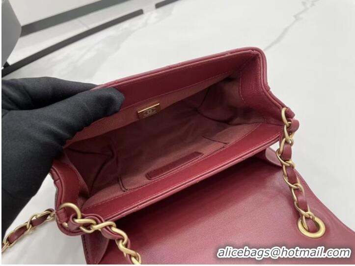 Market Sells Chanel Flap Lambskin Shoulder Bag AS2556 Burgundy